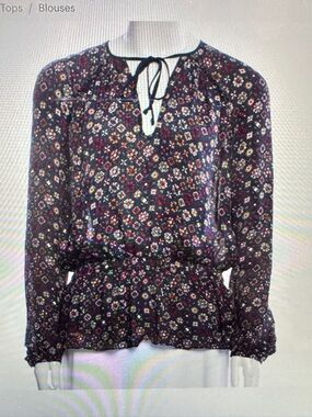 Derek Lam 10 Crosby Navy Patterned Blouse